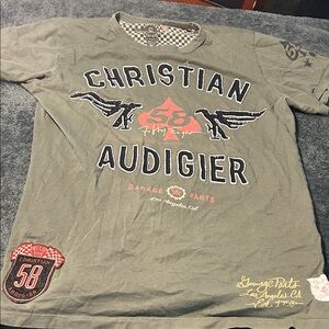 Christian Audigier Men's Olive Graphic Tee
